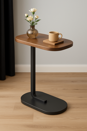Modern Black & Brown Oval Shap Side Table Coffee Table