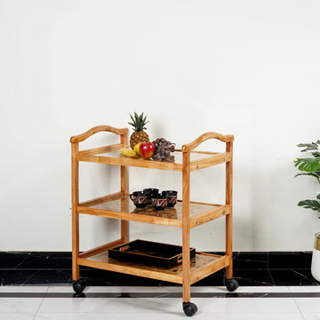 Tea Trolley 3 Shelves Beach Wood Stylish