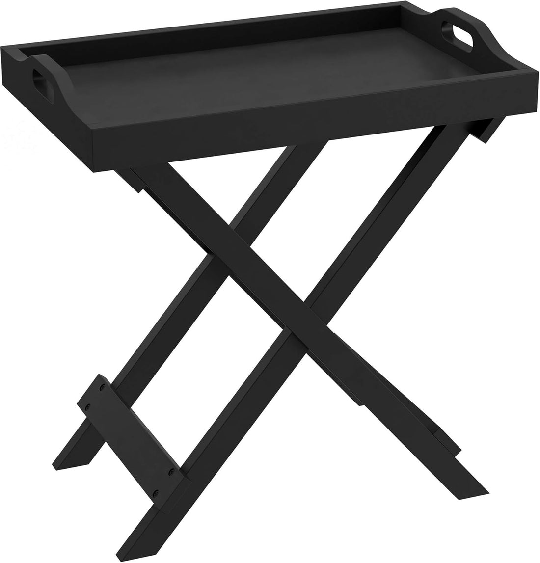 Modern Jet Black Coffee Tray Folding Table