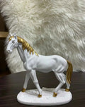 Resin Horse Statue - White Gold Decorative Centerpiece for Home Decor - Furniko.pk